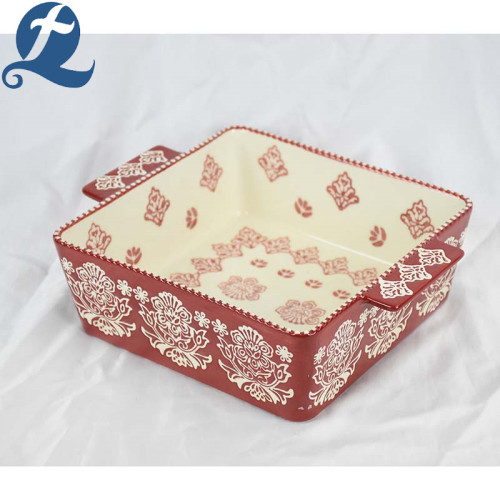 Exquisite quadratische Perlen Edge Fancy Printed Ceramic Bakeware