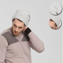 Mens Rib Knit Pure Cashmere Beanie