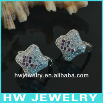 HWEA22362 alphabet letter F silver earring