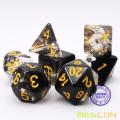 Bescon Crystal Black 7-pc Poly Dice Set, Bescon Polyhedral RPG Dice Set Crystal Black