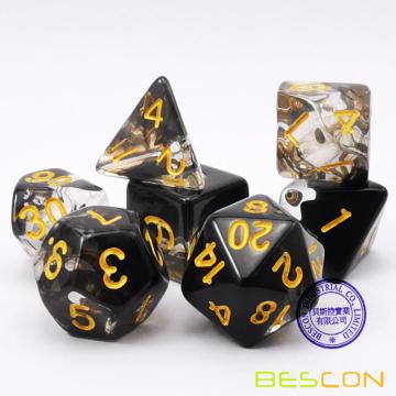 Bescon Crystal Black 7-tlg. Polywürfel-Set, Bescon Polyhedral RPG Würfel-Set Crystal Black