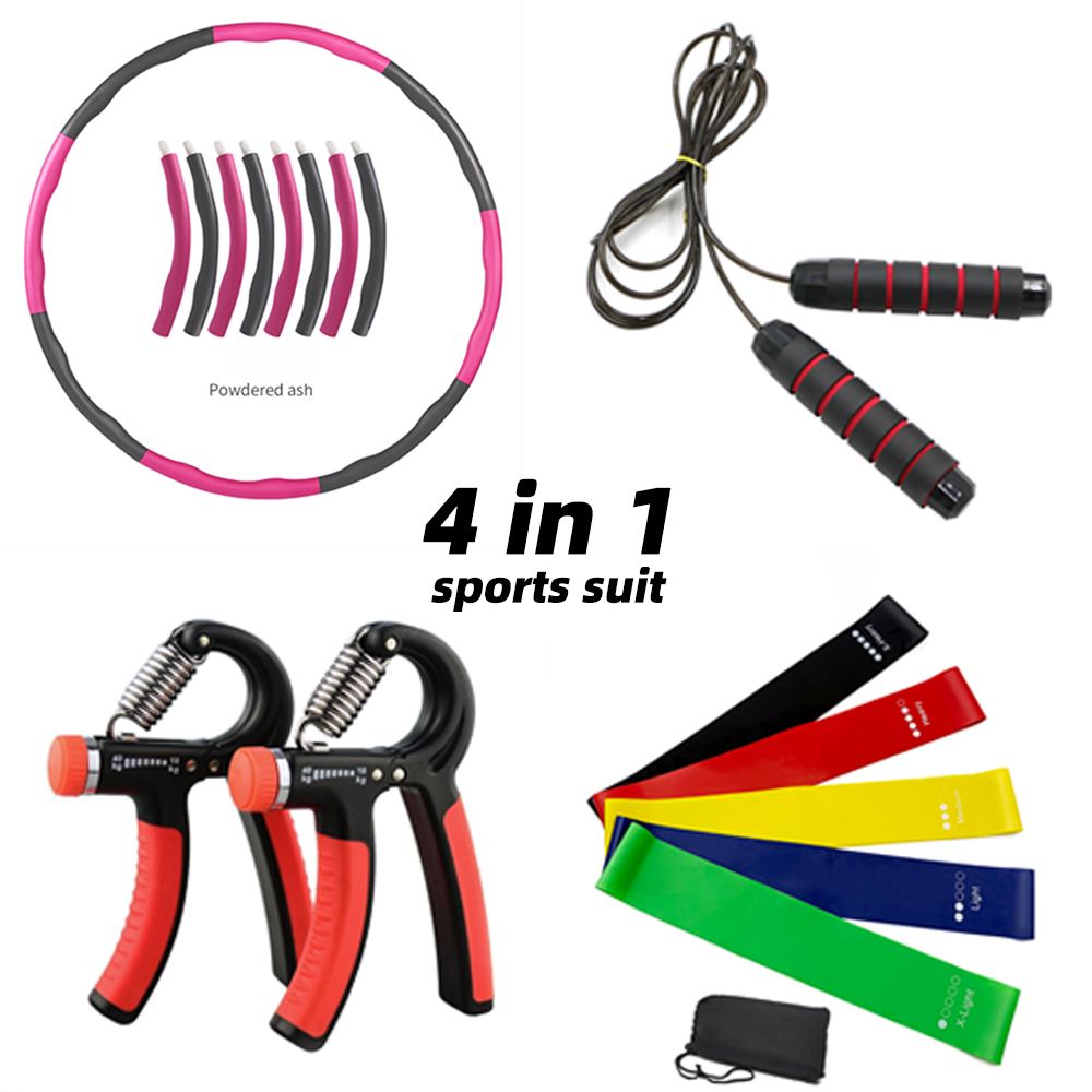 Factory price wholesale can be customized hula ring rope skipping grip resistance band 4 in 1 sports set