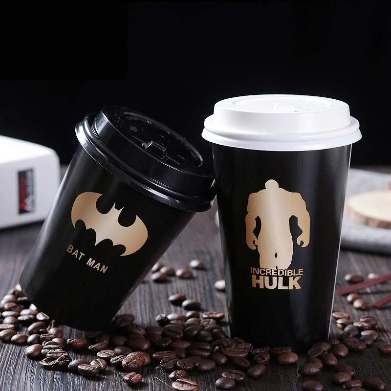 Unique Style Black Coffee Paper Cup Creative Design with Lid