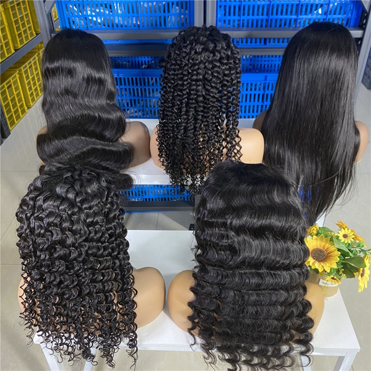 Hot Sale 100% Virgin Remy Human Hair Natural Hairline Hand Tied 13*4 Front Swiss Lace Wig With Baby Hair WeKeSi Warehouse