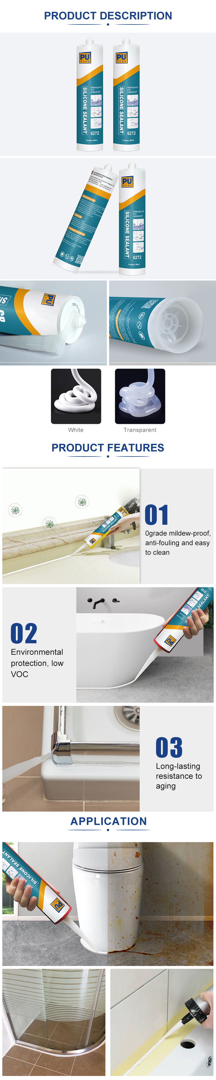 Anti-mildew Water Proof Silicone Adhesives Sealant For Bathroom Sinks