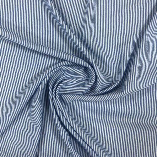 T / R / N Niebiesko-biały Chambray Stripe Crepe Fabric