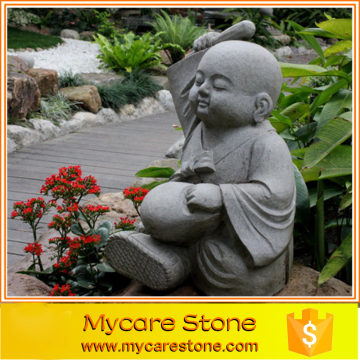 Granite Grey little Monk stone statue