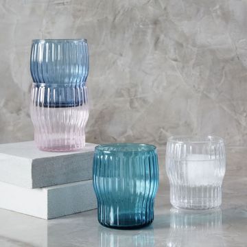 Pink Ridged Stackable Glassware