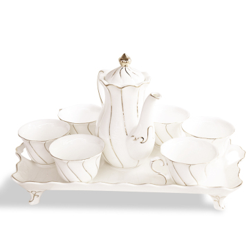 European Luxury White Ceramic Coffee Tea Sets - Wholesale Ceramic Cup Sets