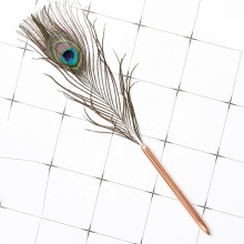 Natural Feather Quill Ballpoint Pen - Black Ink Pen for Kids, School, Writing, Birthday, Wedding Gifts