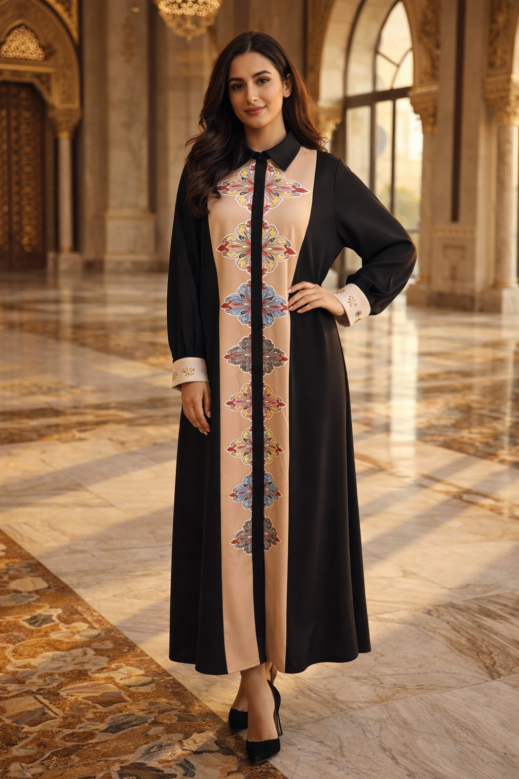 چاپ قومی سیاه و سفید چاپ قومی abaya full fr black ethnic print abaya ethnic print full fr