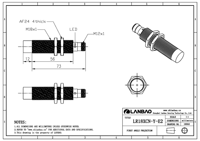 LANBAO M18 size 12mm 20mm extra long distance connector type m18 proximity switch sensor ce dc voltage