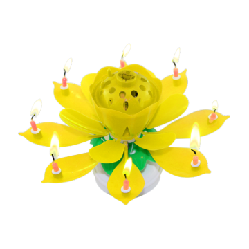 high quality double lotus flower musical rotating candle
