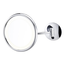 Wall mounted lighted framed bathroom mirror