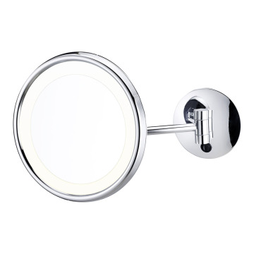 Wall mounted lighted framed bathroom mirror