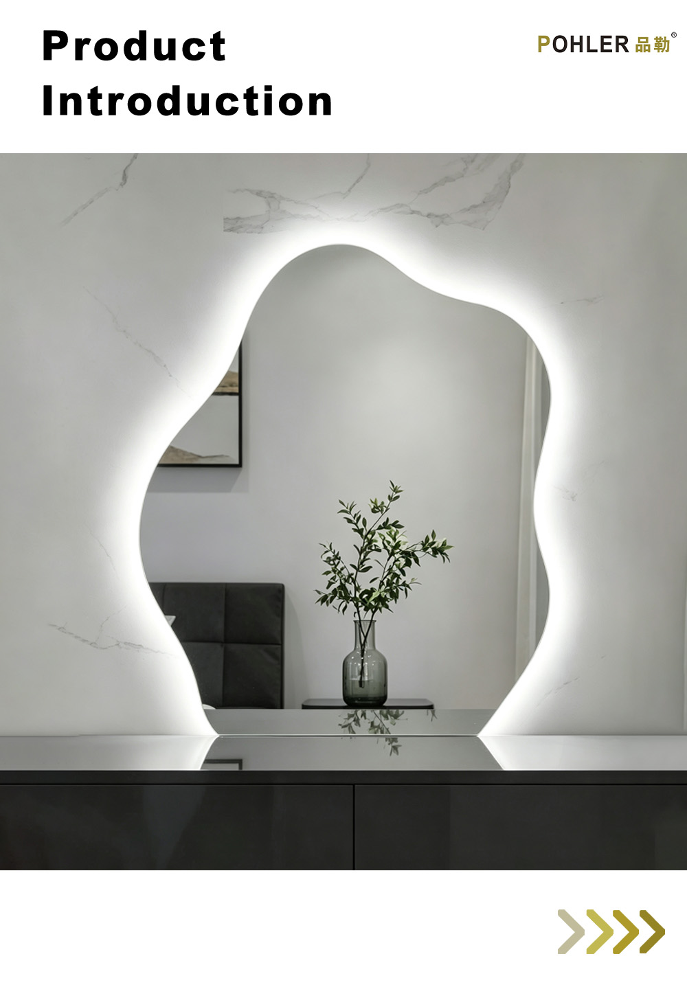 D052 Зеркало со светодиодной подсветкой «Волнистое облако» X D052 Wavy Cloud LED Mirror X