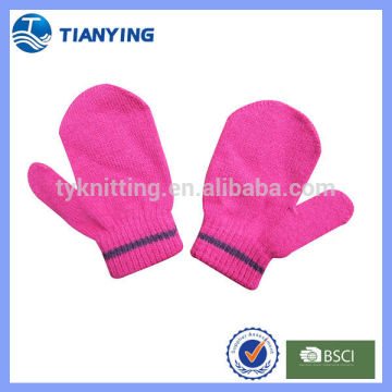 kids pink fingerless mitten acrylic knitted mitten gloves