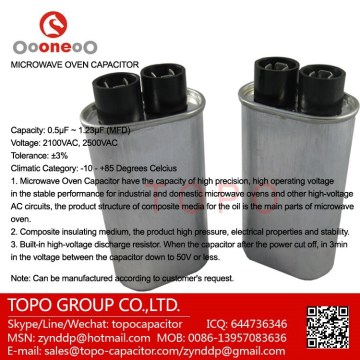 CH85 MICROWAVE OVEN CAPACITOR 2100VAC/0.9UF MANUFACTURER