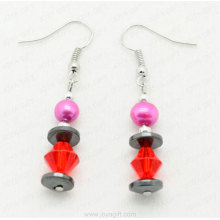 Disc crystal hematite earring