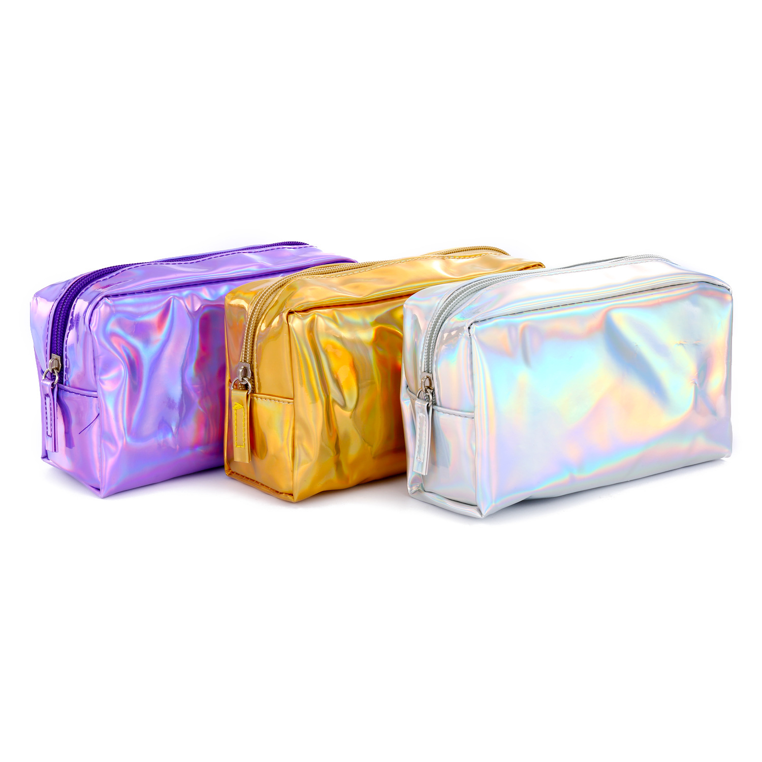 Fashion Customized Holographic PU leather cosmetic makeup bag