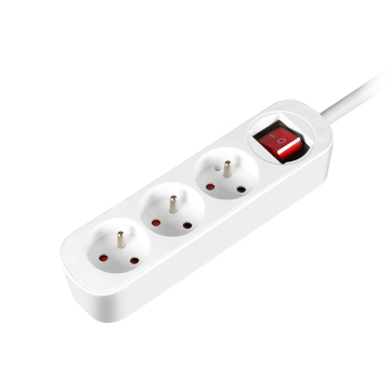 France 3-socket power strip with light switch