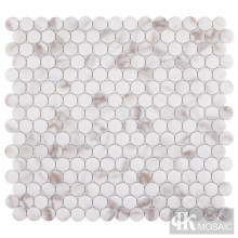 Calacatta Gold Round Printing Glass Mosic