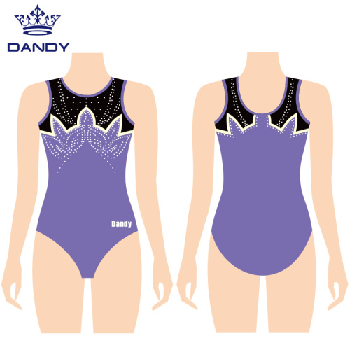 Váy khiêu vũ tùy chỉnh Rhinestone thể dục dụng cụ Leotards