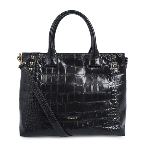 Croc Leather Petrol Embossed Business Tote Handbag