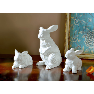 Ceramic Bunny Rabbits Figurine Centerpiece for Home Decoration