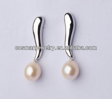 fashion 925 sterling silver pearl earrings