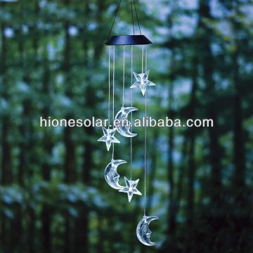 Hanging Crystal Stars And Moon Solar Mobile With Bright LEDs Light
