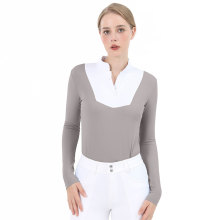 Nylon Women Horse Riding Show Shirt Light Gray