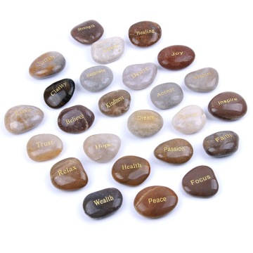 Customized Round Oval Tumbled Stone Worry Beads with Engraved Patterns and Words - Wholesale Natural Inspiration Stones