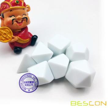 Bescon Blank Polyhedral Dice Set de 7 d4 d6 d8 d10 d12 d20 d%, Flat RPG Dice Set Sans numéro