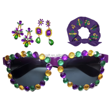 Fat Tuesday Beaded Rhinestone Sunglasses - Mardi Gras Party Wear