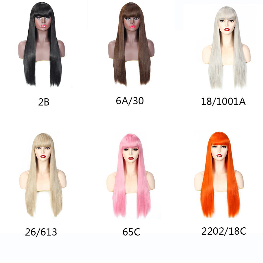 MYZER straight hair cheap artificial wig, synthetic wig supplier, 26-inch artificial wig in various colors (cream color)