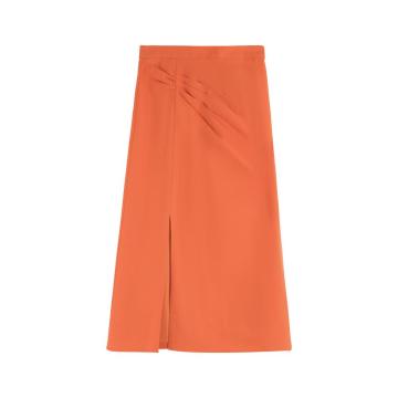 Pleated Pencil Skirt with a Side Slit