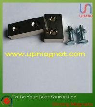 Block neodymium permanent magnets with countersinks