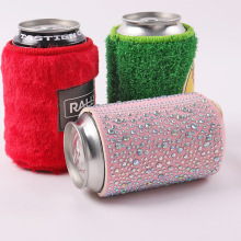 Pink Bling Folding Collapsible Stubby Holder - Red White Custom Tin Can Cooler Furry Can Sleeve