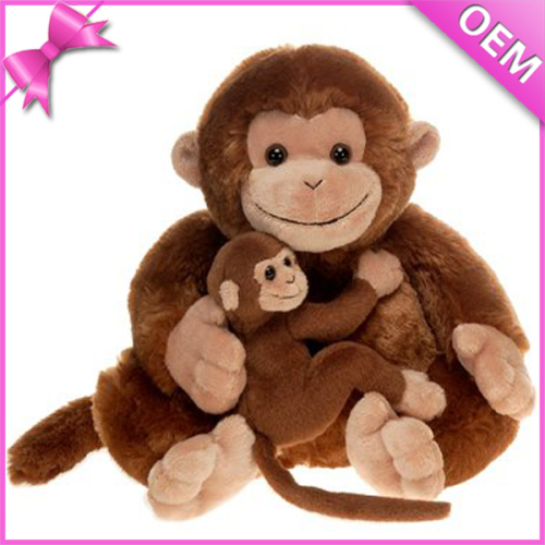 35cm Sitting Monkey Mom and Monkey Baby Soft Toy Stuffed Plush Monkey