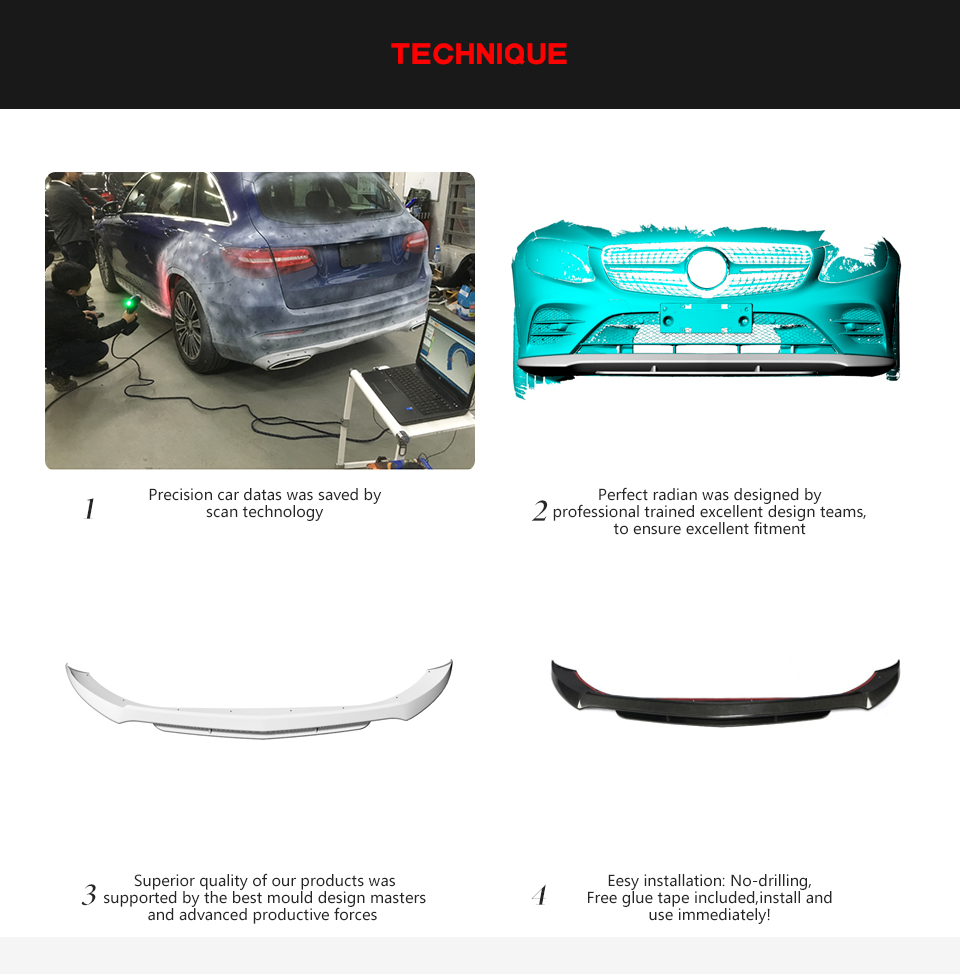 Carbon Fiber C253 Front Lip for Mercedes Benz GLC250 300 350 GLC43 4-Door 2015-2019