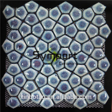 blue pentagon irregular glazed ceramic mosaic tile