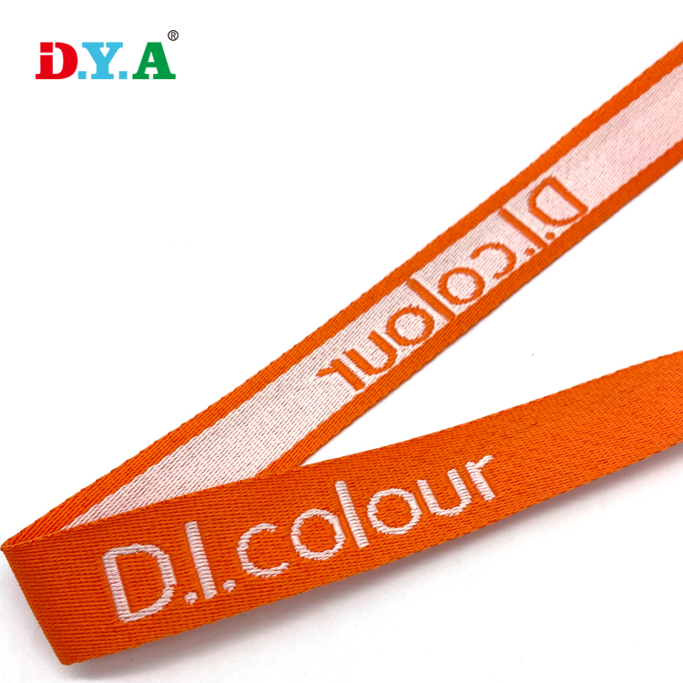 Wholesale Durable custom jacquard polyester webbing strap 2cm orange jacquard webbing tape