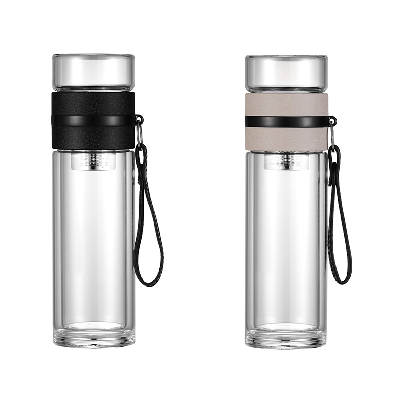 Portable Borosilicate Glass Water Bottle with Stainless steel infuser