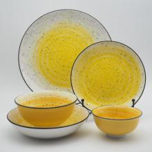 Luxury Hand painted style Yellow ceramic dinnerware porcelain dinner set