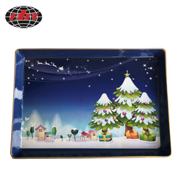 Rectangle Snowy Night Plastic Charger Plate