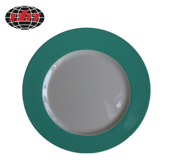 Green and White Plastic Charger Plate