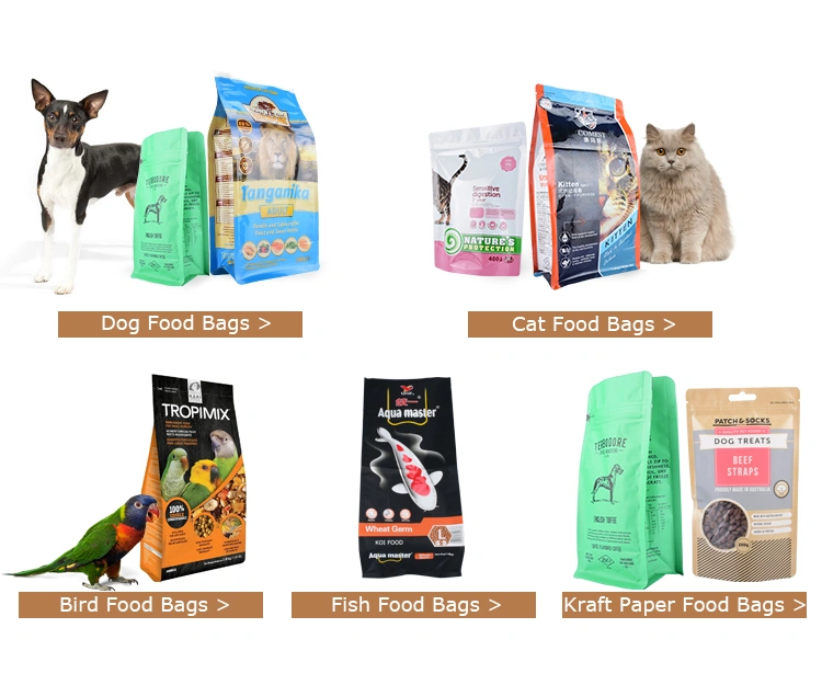 Large Capacity Logo Print Square Bottom Side Gusset Aluminum Foil Bag Zipper Plastic Packaging for Cat Food Dog Food Pet Food
