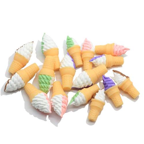 Wholesale Resin Ice Cream Miniature Two Sizes Simulation Food for DIY Key Chain Dollhouse Toys Gifts Jewelry Making