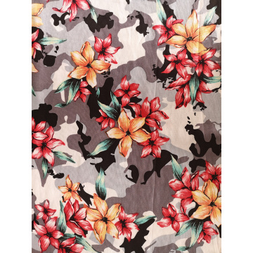 Tissu d&#39;impression de camouflage de fleur rayonne Challis 30S